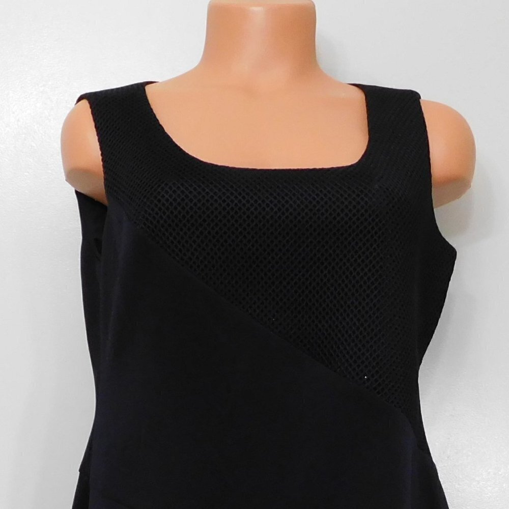 𝅺A58 Asymmetical Scuba Mesh Combo Fit Flare Dress